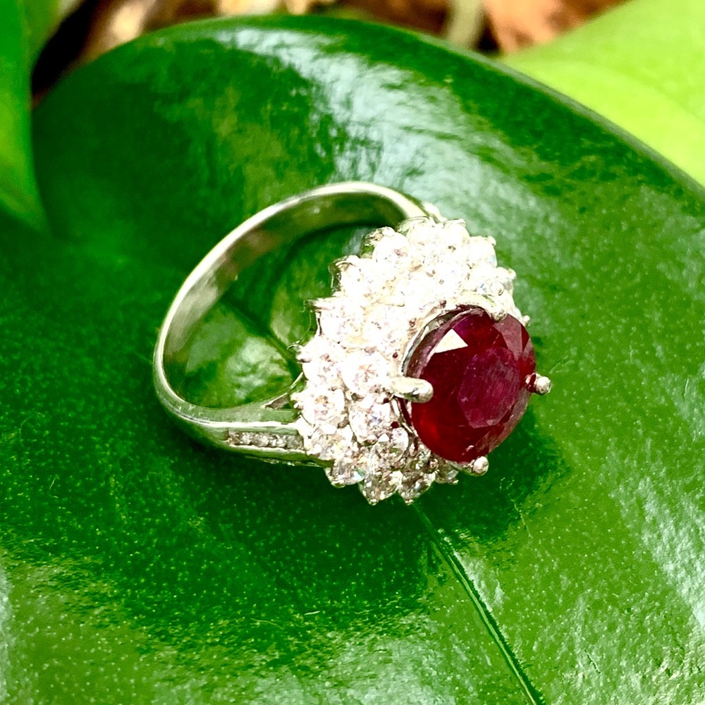 925 STERLING SILVER & NATURAL RUBY GEMSTONE RING